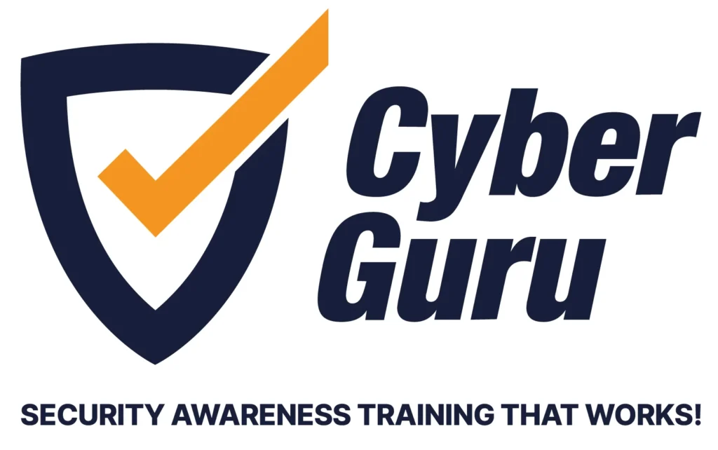 Logo di Cyber Guru con scudo e spunta arancione.