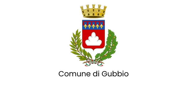 Stemma del Comune di Gubbio con corone e simboli.