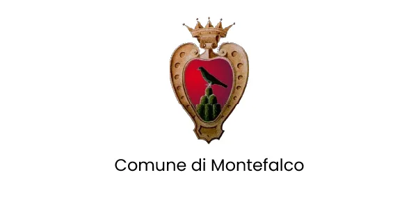 Stemma del Comune di Montefalco con un uccello nero.