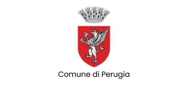 Stemma del Comune di Perugia con un grifo rosso.
