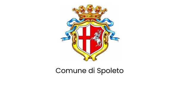 Stemma del Comune di Spoleto con corona e nastri.