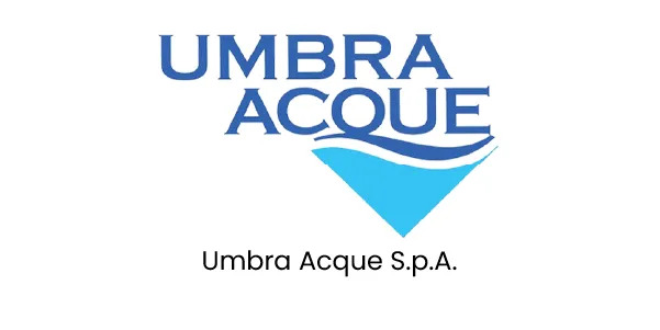 Logo di Umbra Acque S.p.A. con elementi acquatici