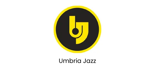 Logo di Umbria Jazz con elementi grafici a tema musicale.